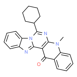 ChemSpider 2D Image | 7-Cyclohexyl-5-methylbenzimidazo[1',2':1,6]pyrimido[4,5-b]quinolin-14(5H)-one | C24H22N4O