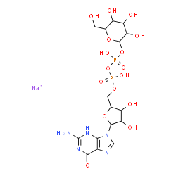 ChemSpider 2D Image | [[5-(2-amino-6-oxo-3H-purin-9-yl)-3,4-dihydroxy-tetrahydrofuran-2-yl]methoxy-hydroxy-phosphoryl] [3,4,5-trihydroxy-6-(hydroxymethyl)tetrahydropyran-2-yl] hydrogen phosphate;sodium | C16H25N5NaO16P2