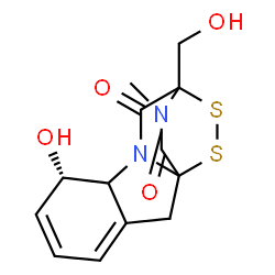 ChemSpider 2D Image | (7S)-7-Hydroxy-11-(hydroxymethyl)-15-methyl-12,13-dithia-9,15-diazatetracyclo[9.2.2.0~1,9~.0~3,8~]pentadeca-3,5-diene-10,14-dione | C13H14N2O4S2