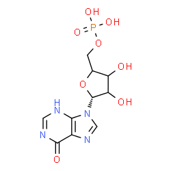 ChemSpider 2D Image | 9-[(1R)-5-O-Phosphonopentofuranosyl]-3,9-dihydro-6H-purin-6-one | C10H13N4O8P