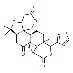 ChemSpider 2D Image | (6aR,14aR)-12-(3-Furyl)-6,6,8a,12a-tetramethyldecahydro-3H-oxireno[d]pyrano[4',3':3,3a][2]benzofuro[5,4-f]isochromene-3,8,10(6H,9aH)-trione | C26H30O8