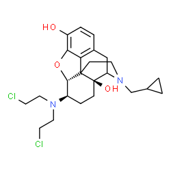 ChemSpider 2D Image | (5alpha,6beta)-6-[Bis(2-chloroethyl)amino]-17-(cyclopropylmethyl)-4,5-epoxymorphinan-3,14-diol | C24H32Cl2N2O3