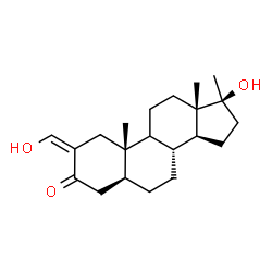 ChemSpider 2D Image | 17beta-Hydroxy-2-(hydroxymethylene)-17-methyl-5alpha-androstan-3-one | C21H32O3