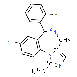 ChemSpider 2D Image | 8-Chloro-6-(2-fluorophenyl)-1-(~13~C)methyl(1,3a,4-~13~C_3_,5-~15~N)-4H-imidazo[1,5-a][1,4]benzodiazepine | C1413C4H13ClFN215N