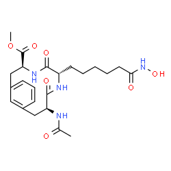 ChemSpider 2D Image | Methyl (3S,6S,9S)-9-acetamido-6-[6-(hydroxyamino)-6-oxohexyl]-5,8-dioxo-4,7-diazabicyclo[9.3.1]pentadeca-1(15),11,13-triene-3-carboxylate | C23H32N4O7