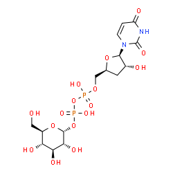 ChemSpider 2D Image | [(2S,4R,5R)-5-(2,4-dioxo-3,4-dihydropyrimidin-1(2H)-yl)-4-hydroxytetrahydrofuran-2-yl]methyl (2R,3R,4S,5S,6R)-3,4,5-trihydroxy-6-(hydroxymethyl)tetrahydro-2H-pyran-2-yl dihydrogen diphosphate (non-preferred name) | C15H24N2O16P2