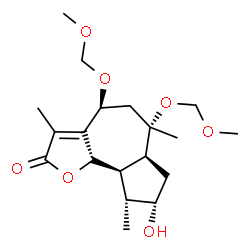 ChemSpider 2D Image | (4S,6S,6aS,8S,9R,9aR,9bS)-8-Hydroxy-4,6-bis(methoxymethoxy)-3,6,9-trimethyl-5,6,6a,7,8,9,9a,9b-octahydroazuleno[4,5-b]furan-2(4H)-one | C19H30O7