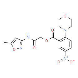 ChemSpider 2D Image | 2-[(5-Methyl-1,2-oxazol-3-yl)amino]-2-oxoethyl 2-(4-morpholinyl)-5-nitrobenzoate | C17H18N4O7