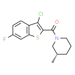 ChemSpider 2D Image | (3-Chloro-6-fluoro-1-benzothiophen-2-yl)[(3S)-3-methyl-1-piperidinyl]methanone | C15H15ClFNOS
