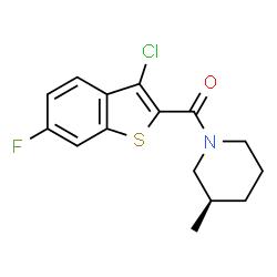 ChemSpider 2D Image | (3-Chloro-6-fluoro-1-benzothiophen-2-yl)[(3R)-3-methyl-1-piperidinyl]methanone | C15H15ClFNOS