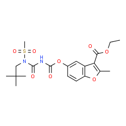 ChemSpider 2D Image | Ethyl 5-({[(2,2-dimethylpropyl)(methylsulfonyl)carbamoyl]carbamoyl}oxy)-2-methyl-1-benzofuran-3-carboxylate | C20H26N2O8S