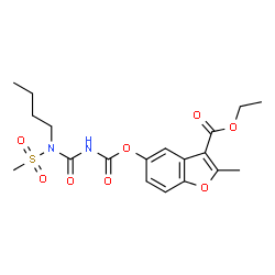 ChemSpider 2D Image | Ethyl 5-({[butyl(methylsulfonyl)carbamoyl]carbamoyl}oxy)-2-methyl-1-benzofuran-3-carboxylate | C19H24N2O8S
