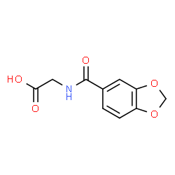 ChemSpider 2D Image | N-(1,3-Benzodioxol-5-ylcarbonyl)glycine | C10H9NO5