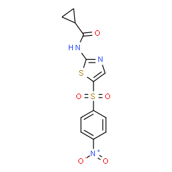 ChemSpider 2D Image | N-{5-[(4-Nitrophenyl)sulfonyl]-1,3-thiazol-2-yl}cyclopropanecarboxamide | C13H11N3O5S2