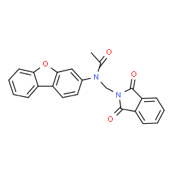 ChemSpider 2D Image | N-Dibenzofuran-3-yl-N-(1,3-dioxo-1,3-dihydro-isoindol-2-ylmethyl)-acetamide | C23H16N2O4