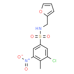 ChemSpider 2D Image | 3-Chloro-N-(2-furylmethyl)-4-methyl-5-nitrobenzenesulfonamide | C12H11ClN2O5S