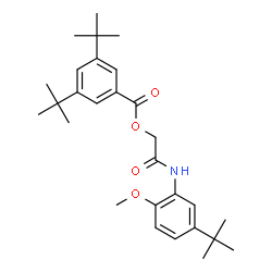 ChemSpider 2D Image | 2-{[2-Methoxy-5-(2-methyl-2-propanyl)phenyl]amino}-2-oxoethyl 3,5-bis(2-methyl-2-propanyl)benzoate | C28H39NO4