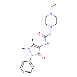 ChemSpider 2D Image | N-(1,5-Dimethyl-3-oxo-2-phenyl-2,3-dihydro-1H-pyrazol-4-yl)-2-(4-ethyl-1-piperazinyl)acetamide | C19H27N5O2