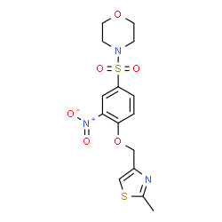 ChemSpider 2D Image | 4-({4-[(2-Methyl-1,3-thiazol-4-yl)methoxy]-3-nitrophenyl}sulfonyl)morpholine | C15H17N3O6S2