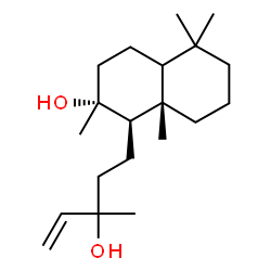 ChemSpider 2D Image | (1R,2R,8aS)-1-(3-Hydroxy-3-methyl-4-penten-1-yl)-2,5,5,8a-tetramethyldecahydro-2-naphthalenol | C20H36O2