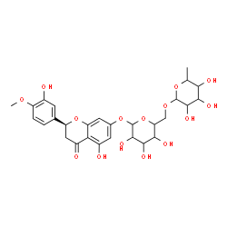 ChemSpider 2D Image | (2S)-5-Hydroxy-2-(3-hydroxy-4-methoxyphenyl)-4-oxo-3,4-dihydro-2H-chromen-7-yl 6-O-(6-deoxyhexopyranosyl)hexopyranoside | C28H34O15