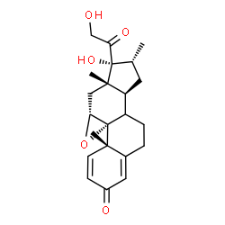 ChemSpider 2D Image | (8xi,11alpha,16alpha)-17,21-Dihydroxy-16-methyl-9,11-epoxypregna-1,4-diene-3,20-dione | C22H28O5