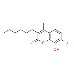 ChemSpider 2D Image | 3-Hexyl-7,8-dihydroxy-4-methyl-2H-chromen-2-one | C16H20O4