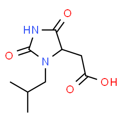 ChemSpider 2D Image | (3-Isobutyl-2,5-dioxo-4-imidazolidinyl)acetic acid | C9H14N2O4