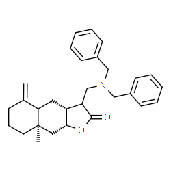ChemSpider 2D Image | (3aR,8aR,9aR)-3-[(Dibenzylamino)methyl]-8a-methyl-5-methylenedecahydronaphtho[2,3-b]furan-2(3H)-one | C29H35NO2
