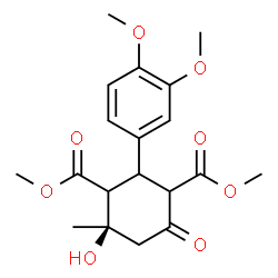 ChemSpider 2D Image | Dimethyl (4R)-2-(3,4-dimethoxyphenyl)-4-hydroxy-4-methyl-6-oxo-1,3-cyclohexanedicarboxylate | C19H24O8