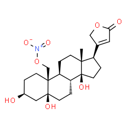 ChemSpider 2D Image | (3beta,5beta)-3,5,14-Trihydroxy-19-(nitrooxy)card-20(22)-enolide | C23H33NO8