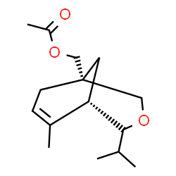 ChemSpider 2D Image | [(1R,5S)-4-Isopropyl-6-methyl-3-oxabicyclo[3.3.1]non-6-en-1-yl]methyl acetate | C15H24O3