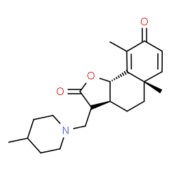 ChemSpider 2D Image | (3aS,5aS,9bS)-5a,9-Dimethyl-3-[(4-methyl-1-piperidinyl)methyl]-3a,5,5a,9b-tetrahydronaphtho[1,2-b]furan-2,8(3H,4H)-dione | C21H29NO3