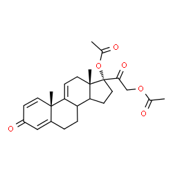ChemSpider 2D Image | (8xi,14xi)-3,20-Dioxopregna-1,4,9(11)-triene-17,21-diyl diacetate | C25H30O6