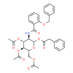 ChemSpider 2D Image | 3,4,6-Tri-O-acetyl-2-{[2-(benzyloxy)benzoyl]amino}-2-deoxy-1-O-(phenylacetyl)-D-glucopyranose | C34H35NO11