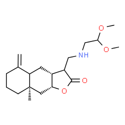 ChemSpider 2D Image | (3aR,8aR,9aR)-3-{[(2,2-Dimethoxyethyl)amino]methyl}-8a-methyl-5-methylenedecahydronaphtho[2,3-b]furan-2(3H)-one | C19H31NO4