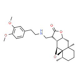 ChemSpider 2D Image | (1aR,2S,5aR,6aR,9aR,9bS)-9-({[2-(3,4-Dimethoxyphenyl)ethyl]amino}methyl)-2,5a-dimethyloctahydro-2H-oxireno[4,4a]naphtho[2,3-b]furan-8(9H)-one | C25H35NO5