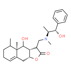 ChemSpider 2D Image | (3aS,4aR,9aR)-4-Hydroxy-3-({[(1S,2S)-1-hydroxy-1-phenyl-2-propanyl](methyl)amino}methyl)-4a,5-dimethyl-3a,4,4a,5,6,7,9,9a-octahydronaphtho[2,3-b]furan-2(3H)-one | C25H35NO4