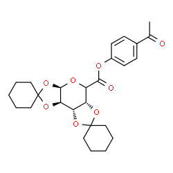ChemSpider 2D Image | 4-Acetylphenyl (3a'R,5a'R,8a'S,8b'R)-tetrahydro-3a'H-dispiro[cyclohexane-1,2'-bis[1,3]dioxolo[4,5-b:4',5'-d]pyran-7',1''-cyclohexane]-5'-carboxylate | C26H32O8
