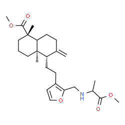 ChemSpider 2D Image | Methyl (1S,4aR,5S)-5-[2-(2-{[(1-methoxy-1-oxo-2-propanyl)amino]methyl}-3-furyl)ethyl]-1,4a-dimethyl-6-methylenedecahydro-1-naphthalenecarboxylate | C26H39NO5