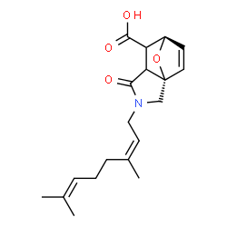 ChemSpider 2D Image | (1S,7R)-3-[(2Z)-3,7-Dimethyl-2,6-octadien-1-yl]-4-oxo-10-oxa-3-azatricyclo[5.2.1.0~1,5~]dec-8-ene-6-carboxylic acid | C19H25NO4