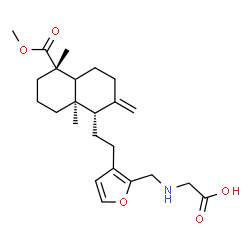 ChemSpider 2D Image | N-[(3-{2-[(1S,5S,8aR)-5-(Methoxycarbonyl)-5,8a-dimethyl-2-methylenedecahydro-1-naphthalenyl]ethyl}-2-furyl)methyl]glycine | C24H35NO5