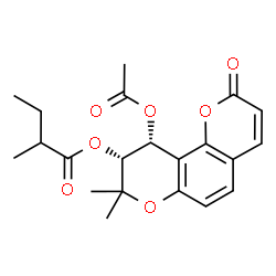 ChemSpider 2D Image | (9R,10R)-10-Acetoxy-8,8-dimethyl-2-oxo-9,10-dihydro-2H,8H-pyrano[2,3-f]chromen-9-yl 2-methylbutanoate | C21H24O7