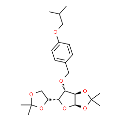 ChemSpider 2D Image | (3aR,5R,6S,6aR)-5-[(4S)-2,2-Dimethyl-1,3-dioxolan-4-yl]-6-[(4-isobutoxybenzyl)oxy]-2,2-dimethyltetrahydrofuro[2,3-d][1,3]dioxole | C23H34O7