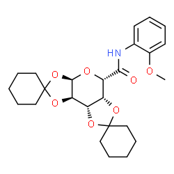 ChemSpider 2D Image | (3a'R,5'S,5a'R,8a'S,8b'R)-N-(2-Methoxyphenyl)tetrahydro-3a'H-dispiro[cyclohexane-1,2'-bis[1,3]dioxolo[4,5-b:4',5'-d]pyran-7',1''-cyclohexane]-5'-carboxamide | C25H33NO7