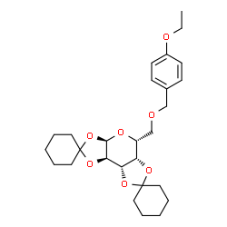 ChemSpider 2D Image | (3a'R,5'R,5a'S,8a'S,8b'R)-5'-{[(4-Ethoxybenzyl)oxy]methyl}tetrahydro-3a'H-dispiro[cyclohexane-1,2'-bis[1,3]dioxolo[4,5-b:4',5'-d]pyran-7',1''-cyclohexane] | C27H38O7