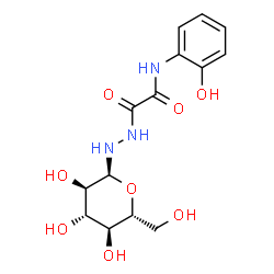 ChemSpider 2D Image | N-(2-Hydroxyphenyl)-2-oxo-2-{2-[(2S,3R,4S,5S,6R)-3,4,5-trihydroxy-6-(hydroxymethyl)tetrahydro-2H-pyran-2-yl]hydrazino}acetamide | C14H19N3O8
