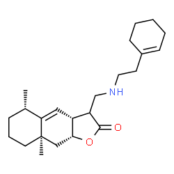 ChemSpider 2D Image | (3aR,5S,8aR,9aR)-3-({[2-(1-Cyclohexen-1-yl)ethyl]amino}methyl)-5,8a-dimethyl-3a,5,6,7,8,8a,9,9a-octahydronaphtho[2,3-b]furan-2(3H)-one | C23H35NO2