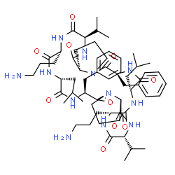 ChemSpider 2D Image | Cyclo(D-leucyl-L-phenylalanyl-D-prolyl-D-valyl-D-ornithyl-D-leucyl-L-phenylalanyl-D-prolyl-D-valyl-D-ornithyl) | C60H92N12O10