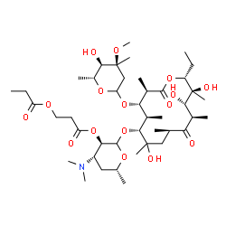 ChemSpider 2D Image | (3R,4S,6R)-4-(Dimethylamino)-2-{[(3R,4S,5R,6R,9R,11R,12S,13S,14R)-14-ethyl-7,12,13-trihydroxy-4-{[(4S,5R,6R)-5-hydroxy-4-methoxy-4,6-dimethyltetrahydro-2H-pyran-2-yl]oxy}-3,5,7,9,11,13-hexamethyl-2,10
-dioxooxacyclotetradecan-6-yl]oxy}-6-methyltetrahydro-2H-pyran-3-yl 3-(propionyloxy)propanoate | C43H75NO16